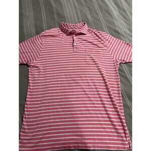 Fish Hippie Polo Collection Shirt XL Polo Pink White Stripe Short Sleeve